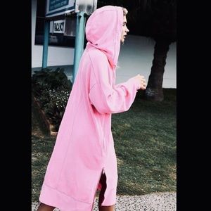 Free People Movement Spur of the Moment Solid Hoodie Sweatshirt Medium Pink